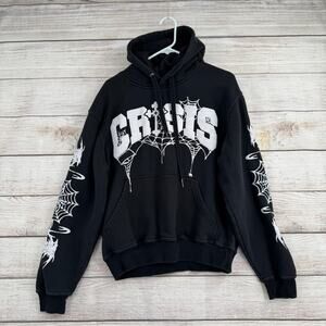 Crisis Catacomb Hoodie Sweatshirt Adult XL Black White Cross Spiderwebs
